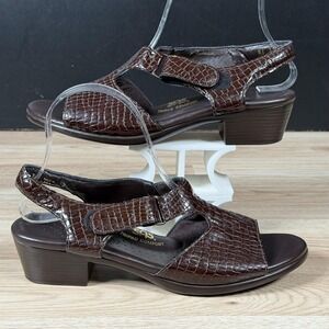 SAS Sandals Womens Size 9 N Brown Leather Suntimer Slingback Strappy Made in USA